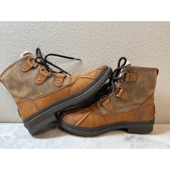 UGG Cecile Women's 1007999 Brown Waterproof Leather Ankle Duck Boots Size US 5.5 - Picture 5 of 8